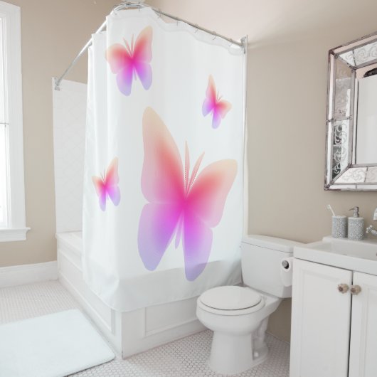  roze vlinderdruk douchegordijn (In situ)