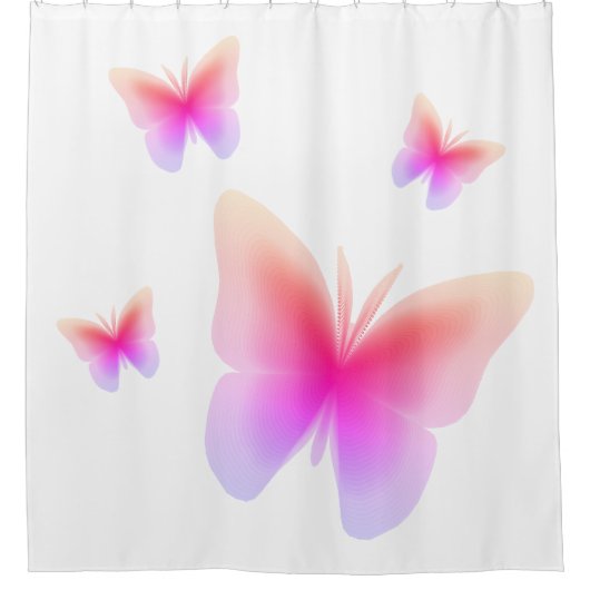 roze vlinderdruk douchegordijn (Voorkant)