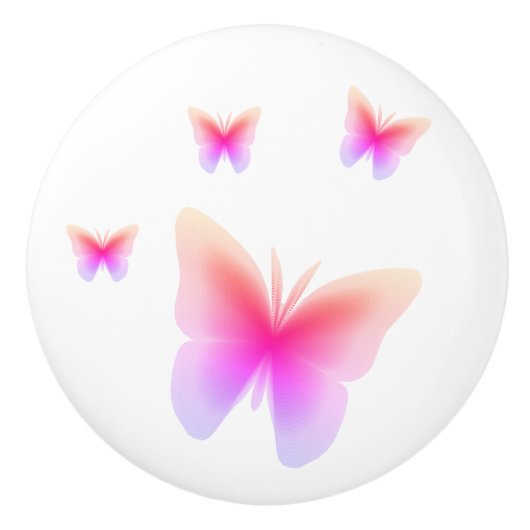  roze vlinderdruk keramische knop (Voorkant)