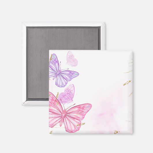 Roze vlindergrens magneet (Voorkant / Achterkant)