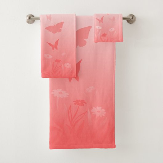 Roze vlinderhanddoeken, mooie vlinderbloemhandjes bad handdoek (Insitu)