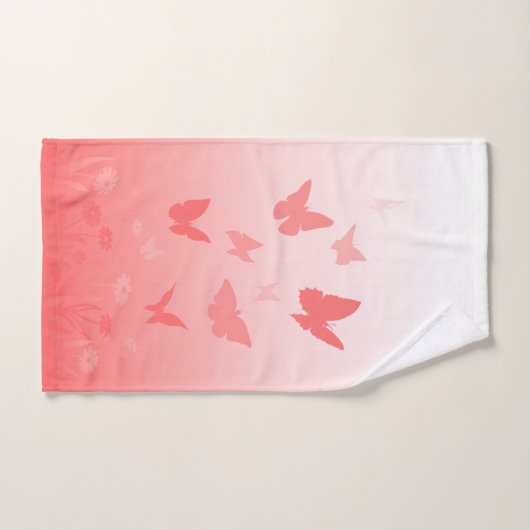 Roze vlinderhanddoeken, mooie vlinderbloemhandjes bad handdoek (Handdoek)