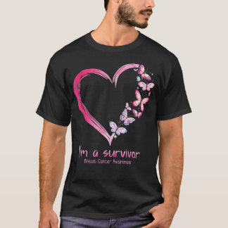 Roze vlinderhart A Survivor borstkanker A T-shirt
