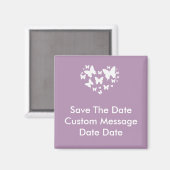 Roze vlinderhart bespaart de datum magneet (Voorkant / Achterkant)