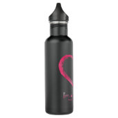 Roze vlinderhart Ik ben een overlevende borstkanke Waterfles (Links)