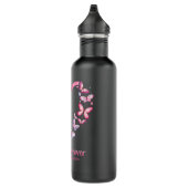 Roze vlinderhart Ik ben een overlevende borstkanke Waterfles (Rechts)