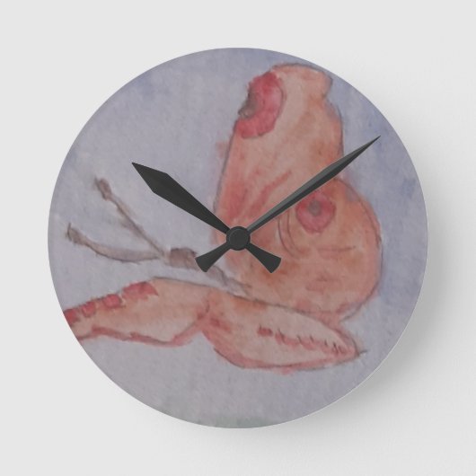 Roze vlinderkast ronde klok (Voorkant)