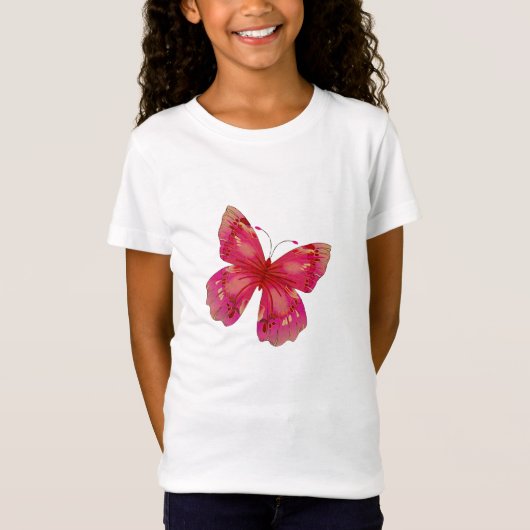 Roze   vlinderkunst t-shirt (Voorkant)