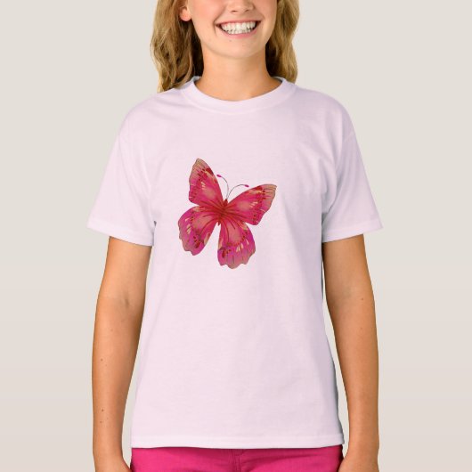 Roze   vlinderkunst t-shirt (Voorkant)