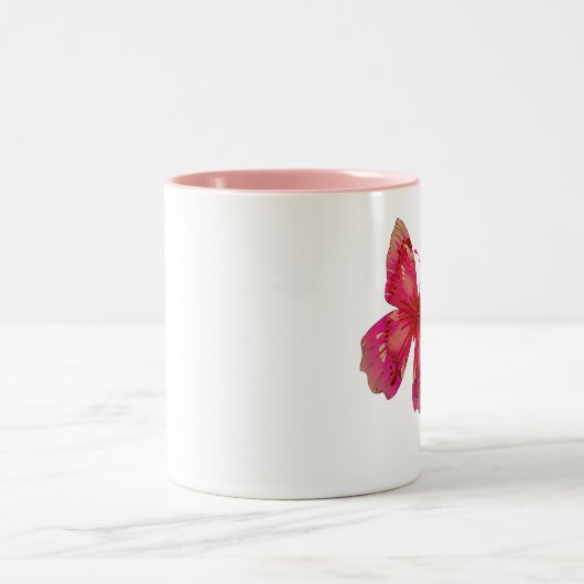 Roze   vlinderkunst tweekleurige koffiemok (Center)