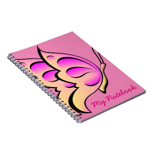 Roze vlinderlaptop notitieboek (Rechterzijde)
