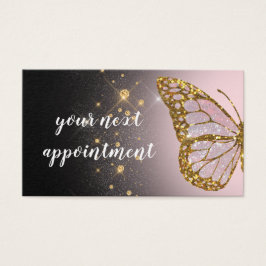 roze vlindermodel met zwarte afspeelkaart visitekaartje