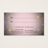 roze vlindermodel met zwarte afspeelkaart visitekaartje (Achterkant)