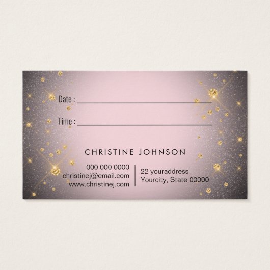 roze vlindermodel met zwarte afspeelkaart visitekaartje (Achterkant)