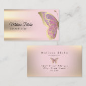 roze vlindermodel visitekaartje (Voorkant / Achterkant)