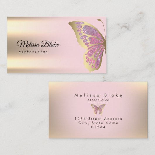 roze vlindermodel visitekaartje (Voorkant / Achterkant)