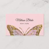 roze vlindermodel visitekaartje (Voorkant)