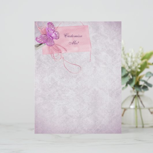 roze vlinderontwerp (Staand voorkant)