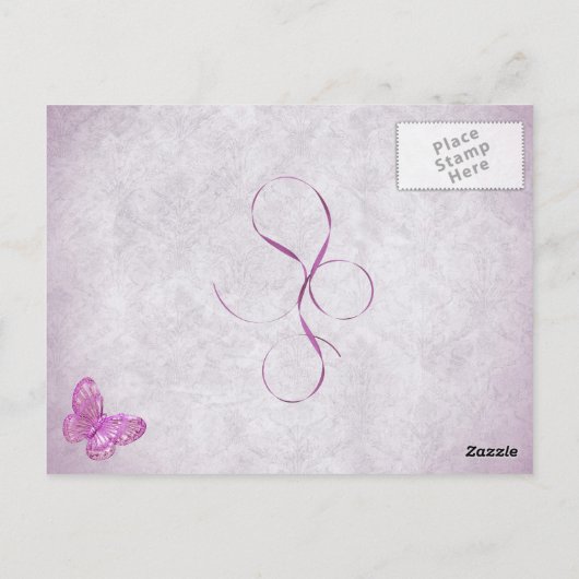   roze vlinderontwerp briefkaart (Achterkant)