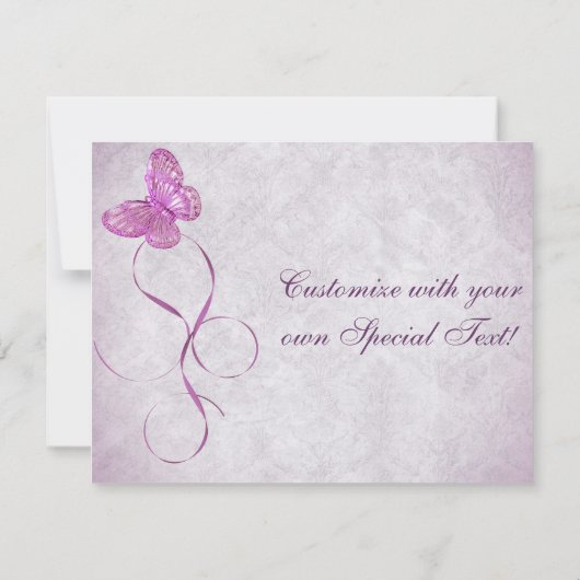   roze vlinderontwerp kaart (Achterkant)