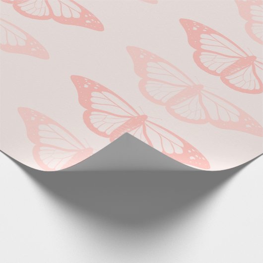 Roze vlinderpapier cadeaupapier (Hoek)