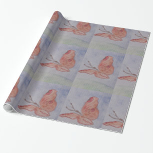 Roze vlinderpapier cadeaupapier