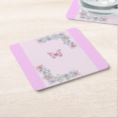  Roze Vlinderpapier Onderzetter (Schuin)