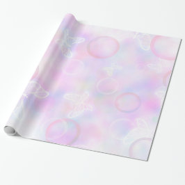 Roze vlinderpatroon cadeaupapier