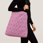 Roze vlinderpatroon crossbody tas (Dichtbij)