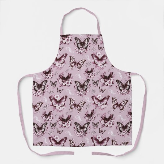 Roze vlinderpatroon schort (Voorkant)