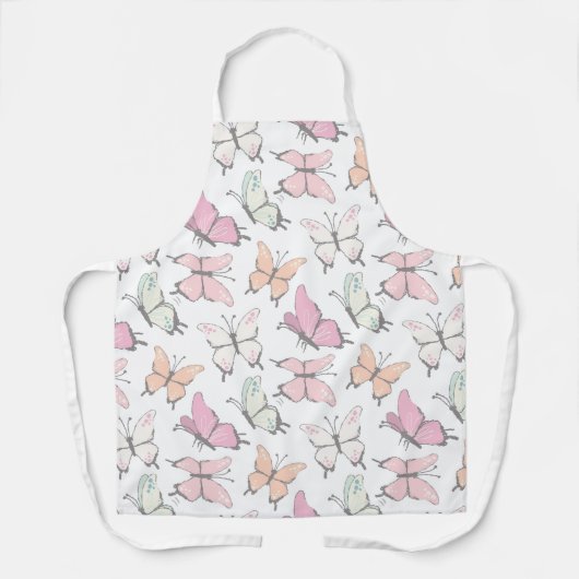  roze vlinderpatroon schort (Voorkant)