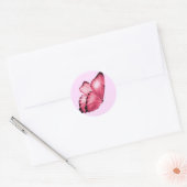 Roze vlinderronde envelop ronde sticker (Envelop)