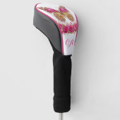 Roze Vlinderrozen Glam Gepersonaliseerd Ontwerp Golfheadcover (Schuin)