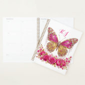 Roze Vlinderrozen Gouden Persoonlijk Ontwerp Planner (Display)