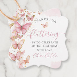  roze vlinders 1e 2e 3e 5e verjaardag bedankjes labels