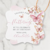 roze vlinders 1e 2e 3e 5e verjaardag bedankjes labels (Achterkant)
