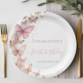  roze vlinders 1e 2e 3e 5e verjaardag papieren bordje