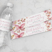  Roze Vlinders 1e Verjaardag Sweet 16 XV Waterfles Etiket