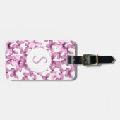 Roze vlinders Aangepaste monogram bagagerek Bagagelabel (Voorkant horizontaal)