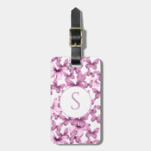 Roze vlinders Aangepaste monogram bagagerek Bagagelabel (Voorkant verticaal)