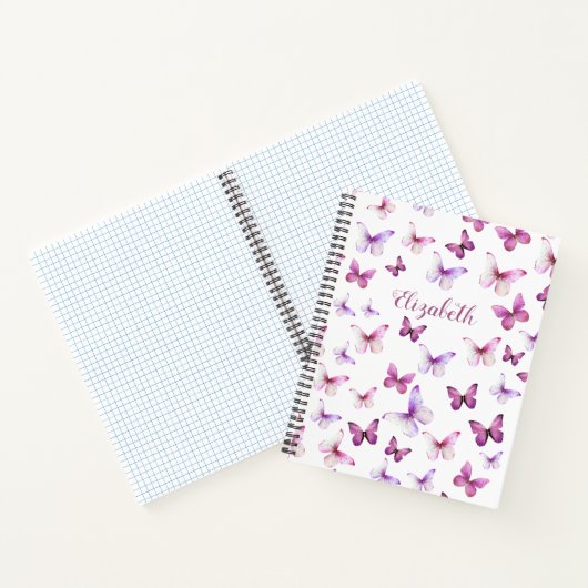 Roze Vlinders Aangepaste Naam Notitieboek (Binnen)