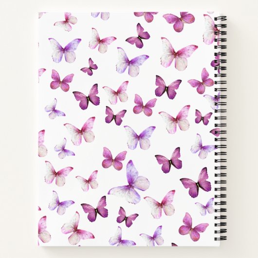 Roze Vlinders Aangepaste Naam Notitieboek (Achterkant)