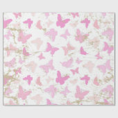 roze vlinders AOP Cadeaupapier (Vlak)