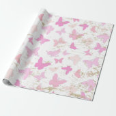 roze vlinders AOP Cadeaupapier (Uitgerold)