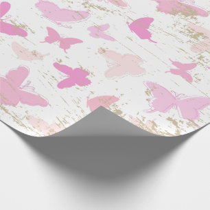roze vlinders AOP Cadeaupapier