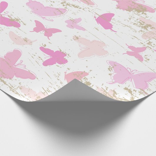 roze vlinders AOP Cadeaupapier (Hoek)