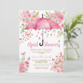 Roze Vlinders April Buien Brengen Mei Bloemen Kaart (Staand voorkant)