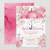 Roze Vlinders April Buien Brengen Mei Bloemen Kaart (Voorkant / Achterkant)