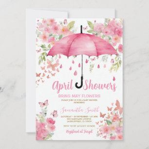 Roze vlinders April douches brengen mei bloemen Kaart