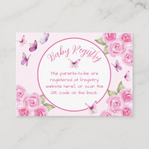 Roze Vlinders Baby Cadeau Registratie Bijlage kaar